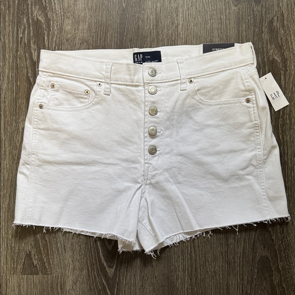 GAP Classic White Stretch Denim Shorts